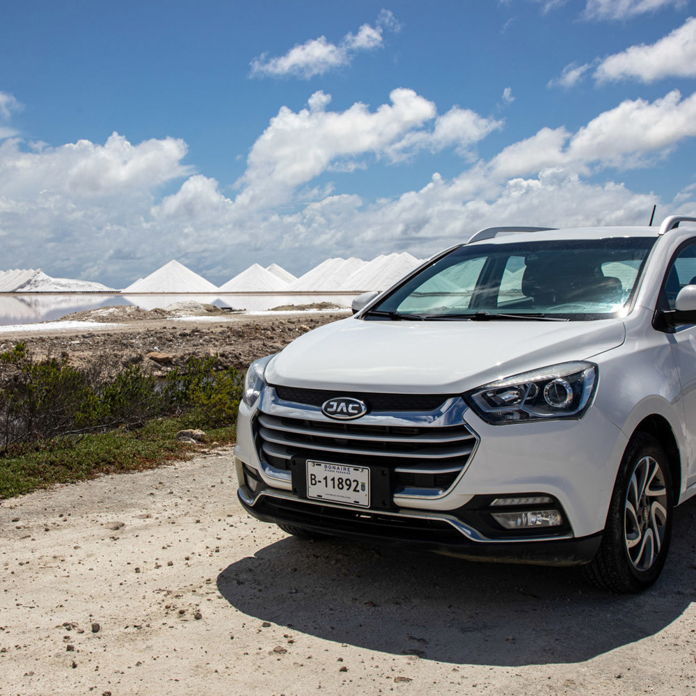 SUV at the saltpans on Bonaire